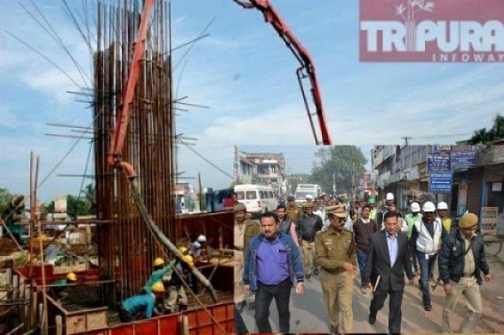 Tripura's 1st Flyover : work nearly stopped at fire service area,moves in brisk pace in other areas Tripura's 1st Flyover : work nearly stopped at fire service area,moves in brisk pace in other areas